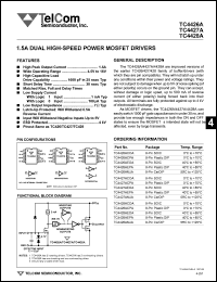 TC4427ACOA datasheet: 1.5A dual high-speed, power MOSFET driver. TC4427ACOA