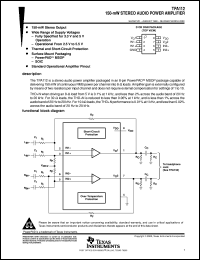 TPA112EVM datasheet:  150 MW STEREO AUDIO POWER AMPLIFIER TPA112EVM