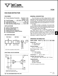 TC54VN2301ECB datasheet: Voltage detector. Detected voltage 2.3V. Output form: Nch open drain. Tolerance +-1.0%. TC54VN2301ECB
