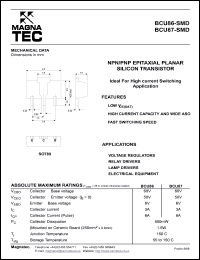 BCU86 datasheet: NPN epitaxial planar silicon tpansistor. Ideal for high current switching application. BCU86