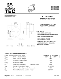 BUZ902D datasheet: N-channel power MOSFET. Power MOSFETs for audio applications. Drain - source voltage 220V. BUZ902D