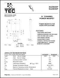 BUZ902DP datasheet: N-channel power MOSFET. Power MOSFETs for audio applications. Drain - source voltage 220V. BUZ902DP