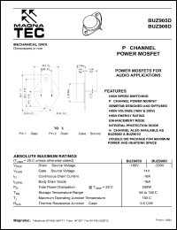 BUZ905D datasheet: P-channel power MOSFET. Power MOSFETs for audio applications. Drain - source voltage -160V. BUZ905D