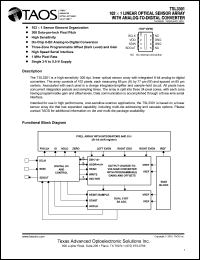 TSL3301 datasheet: 102 x 1 linear opical sensor array with analog-to-digital converter. TSL3301