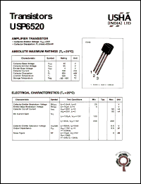 USP6520 datasheet: Amplifier transistor. Vcbo = 40V, Vceo = 25V, Vebo = 4V, Ic = 100mA, Pc = 625mW USP6520