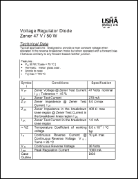 Z10 datasheet: Voltage regulator diode zener 47 V / 50 W. Designed to provide a near constant voltage when operated in the reverse breakdown mode but when operated with a forward bias it behaves similary to any forward biased rectifier junction. Z10