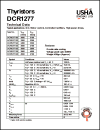 DCR1277/36 datasheet: Thyristor. Vrrm = 3600V, Vrsm = 3700V. D.C. motors control, controlled rectifiers, high power drives. DCR1277/36