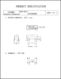 D1A240D00 datasheet: Reed relay D1A240D00