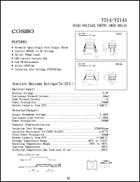 Y210A datasheet: 5V high voltage, photo CMOS relay Y210A