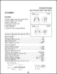 Y210B datasheet: 5V high voltage, photo CMOS relay Y210B