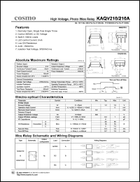 KAQV210A datasheet: 5.0V, 1A high voltage relay KAQV210A