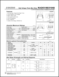 KAQV210B datasheet: 5.0V, 1A high voltage relay KAQV210B