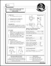 IS733 datasheet: 6V, 1A AC input phototransistor optically coupled isolator IS733