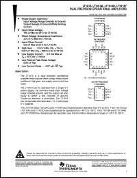LT1013DID datasheet:  DUAL PRECISION OPERATIONAL AMPLIFIER LT1013DID