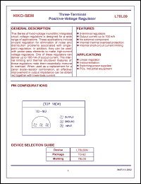 L78L09 datasheet: 9V; 100mA three-terminal positive-voltage regulator L78L09