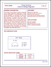 L78L18 datasheet: 18V; 100mA three-terminal positive-voltage regulator L78L18