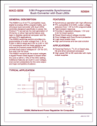 N3004 datasheet: 5 bit programmable synchronous buck converter with dual LDOs N3004