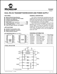 TC232MJE datasheet: Dual RS-232 transmitter/receiver and power supply TC232MJE