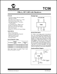 TC563002ECT datasheet: 150mA, 10V LDO with shutdown, output voltage 3.0V TC563002ECT