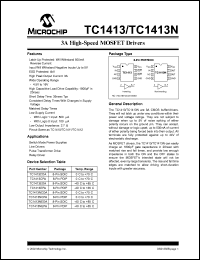 TC1413NCOA datasheet: 3A high-speed MOSFET drivers for switch mode power supplies, etc TC1413NCOA