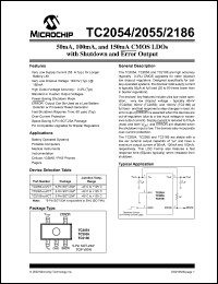 TC2055-2.8VCTTR datasheet: 100mA, CMOS LDOs with shutdown and error output, 2.8V TC2055-2.8VCTTR