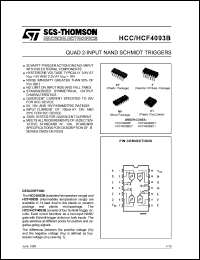 HCC4093BF datasheet: Quad 2-input NAND schmidt triggers HCC4093BF