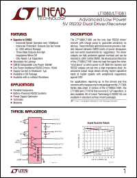 LT1080CJ datasheet: Advanced low power 5V RS232 dual driver/receiver LT1080CJ