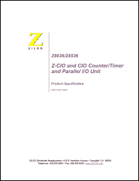 Z8036ADS datasheet: Z-CIO and CIO counter/timer And parallel I/O unit, 6 MHz Z8036ADS