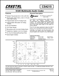 CS4215 datasheet: 16-bit multimedia audio codec CS4215