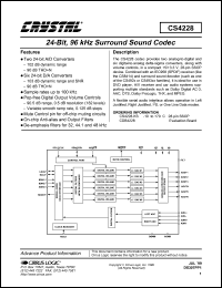 CS4228-KS datasheet: 24-bit, 96kHz surround sound codec CS4228-KS