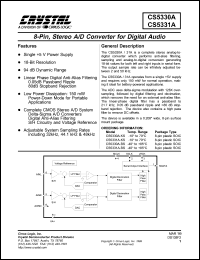 CS5331A-BS datasheet: 8-pin, stereo D/A converter for digital audio CS5331A-BS