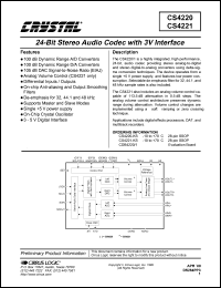 CS4220-KS datasheet: 24-bit stereo audio codec with 3V interface CS4220-KS