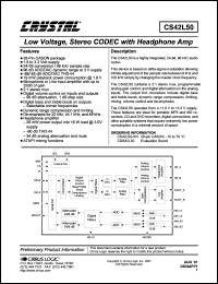 CS42L50-KN datasheet: Low voltage, stereo CODEC with headphone Amp CS42L50-KN