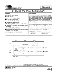CS4340A-KS datasheet: 24-bit, 192 kHz stereo DAC for audio CS4340A-KS