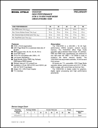 V53C818HT45 datasheet: 45ns; high performance 512K x 16 EDO page mode CMOS dynamic RAM, TTL interface V53C818HT45