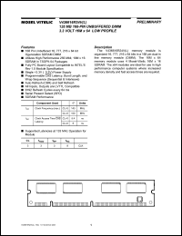 V436616R24VATG-75PC datasheet: 128MB unbuffered DIMM 3.3V 16M x 64 low profile V436616R24VATG-75PC