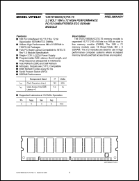 V437216S04VTG-75 datasheet: 3.3V 16M x 72 high performance PC133 unbuffered ECC SDRAM module V437216S04VTG-75