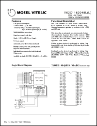 V62C1162048L-70B datasheet: Ultra low power 128K x 16 CMOS SRAM V62C1162048L-70B