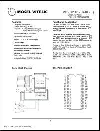 V62C2162048LL-85B datasheet: Ultra low power 128K x 16 CMOS static RAM V62C2162048LL-85B