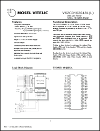 V62C3162048LL-35T datasheet: Ultra low power 128K x 16 CMOS static RAM V62C3162048LL-35T