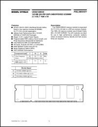 V826516B04SXTG-A1 datasheet: 128MB DDR unbuffered SODIMM 2.5V 16M x 64 V826516B04SXTG-A1