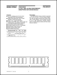 V826516K04SXTG-A1 datasheet: 2.5V 16M x 64 high performance unbuffered DDR SDRAM module V826516K04SXTG-A1