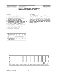 V826532K04SXTG-A1 datasheet: 2.5V 32M x 64 high performance unbuffered DDR SDRAM module V826532K04SXTG-A1