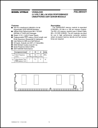 V82658J04SXTG-B0 datasheet: 2.5V 8M x 64 high performance unbuffered DDR SDRAM module V82658J04SXTG-B0