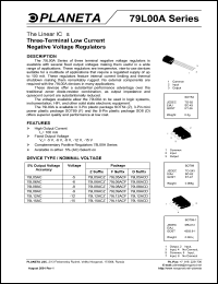 79L05ACZ datasheet: Three-terminal low current negative voltage regulator. Nominal voltage -5V. 79L05ACZ