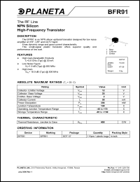 BFR91 datasheet: NPN silicon high-frequency transistor. BFR91