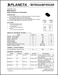 BFR93AR-T1 datasheet: NPN silicon high-frequency transistor. BFR93AR-T1