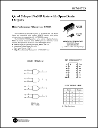 SL74HC03N datasheet: Quad 2-input NAND gate with open-drain outputs. High-performance silicon-gate CMOS. SL74HC03N