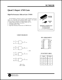 SL74HC08N datasheet: Quad 2-input AND gate.  High-performance silicon-gate CMOS. SL74HC08N