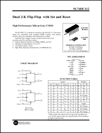 SL74HC112N datasheet: Dual J-K flip-flop with set and reset.  High-performance silicon-gate CMOS. SL74HC112N